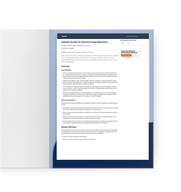 Cover of Gartner Market Guide for Online Fraud Detection