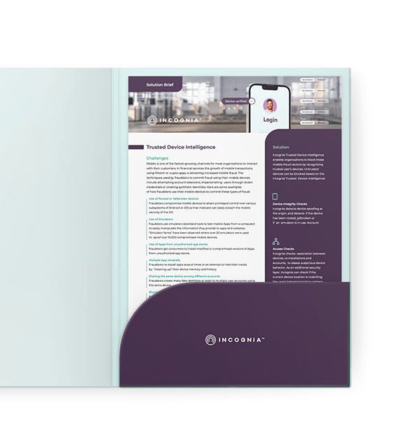 Cover of Incognia's Trusted Device Intelligence Solution Brief